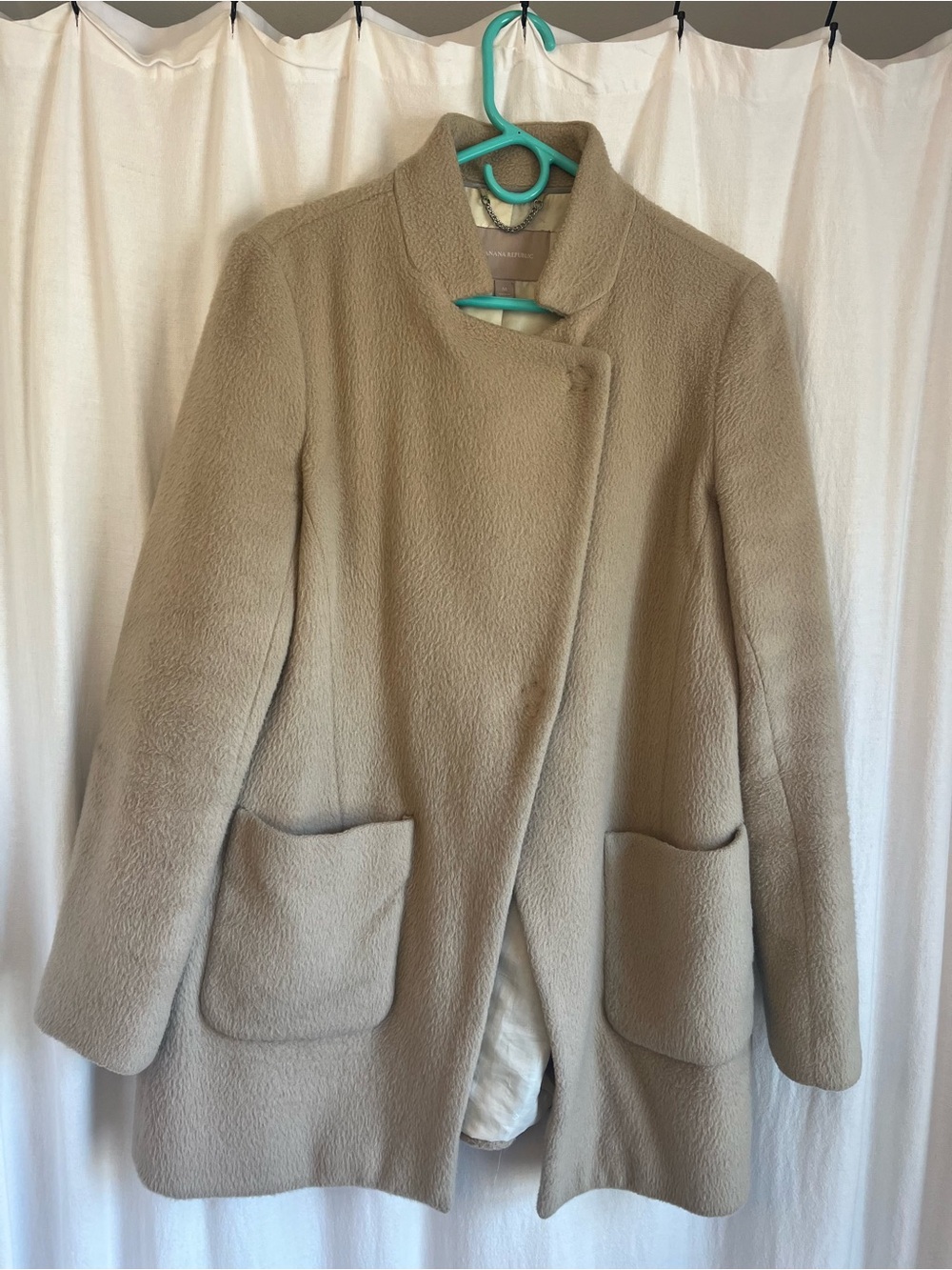 Banana Republic Tan Alpaca-Blend Coat with Patch Pockets